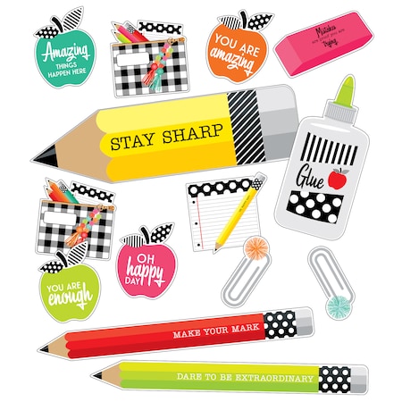 Black, White + Stylish Brights Stylish Supplies Mini Bulletin Board St